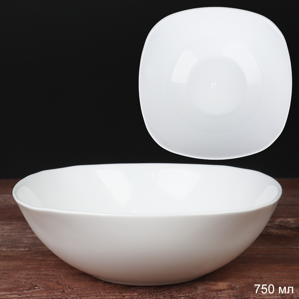 Салатник квадратный 750 мл 190 мм тарелка глубокая белый / NFW75T White /уп 48/