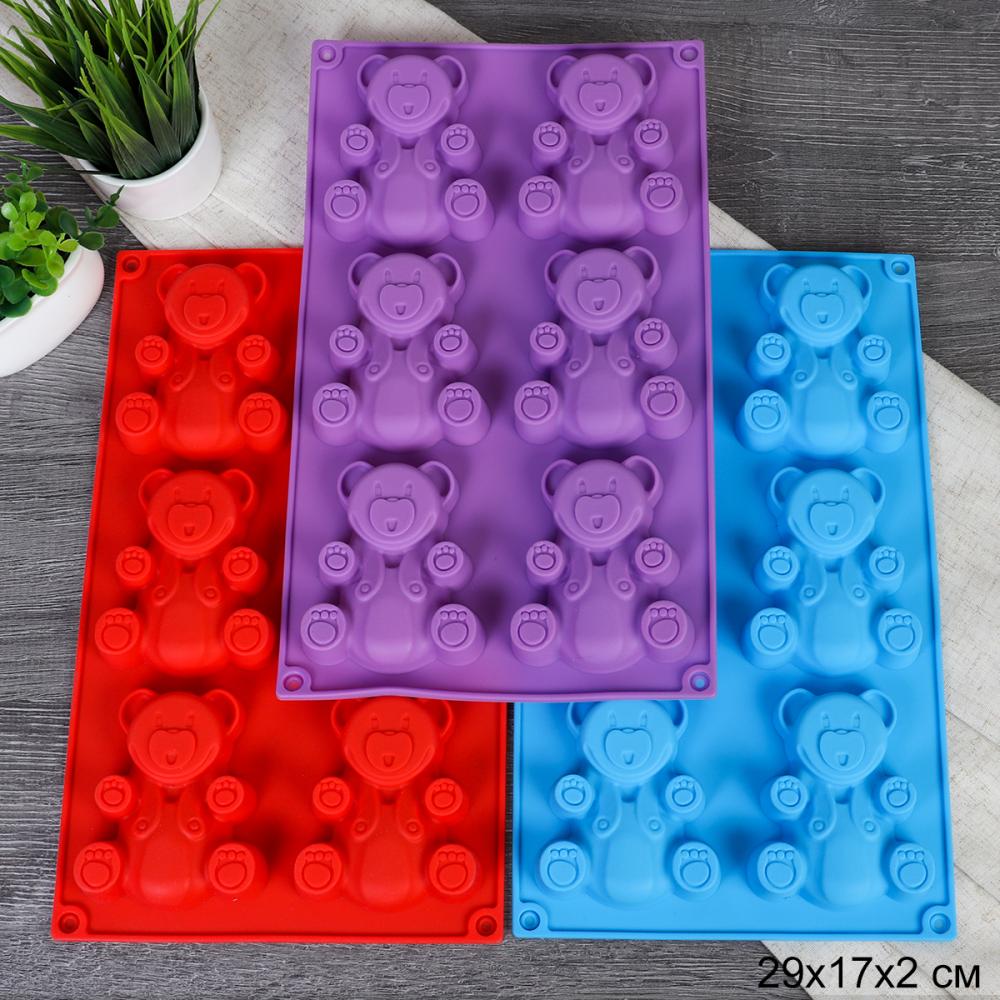 Форма для выпечки 6 ячеек силиконовая Зверята Мишки / HL-275 /уп 200/ 0,11/ 29*17*2
