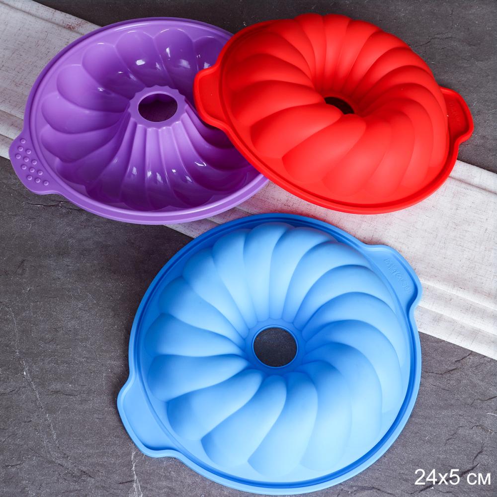 Форма для выпечки Кекс 24х5 см силиконовая круглая / HL-034 /уп 200/0,122/