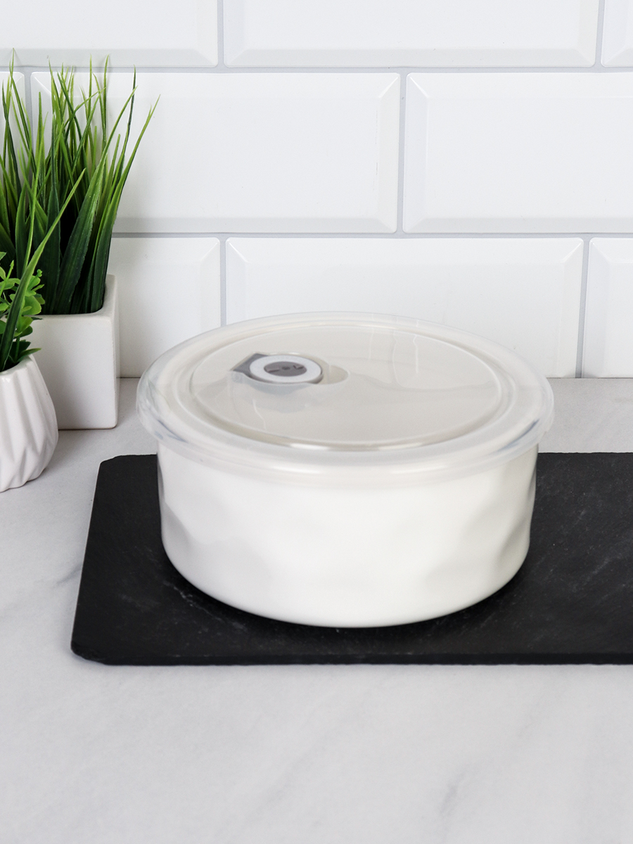 Контейнер салатник 850 мл крышка с клапаном / WRF-322 /уп 36/ Фарфор