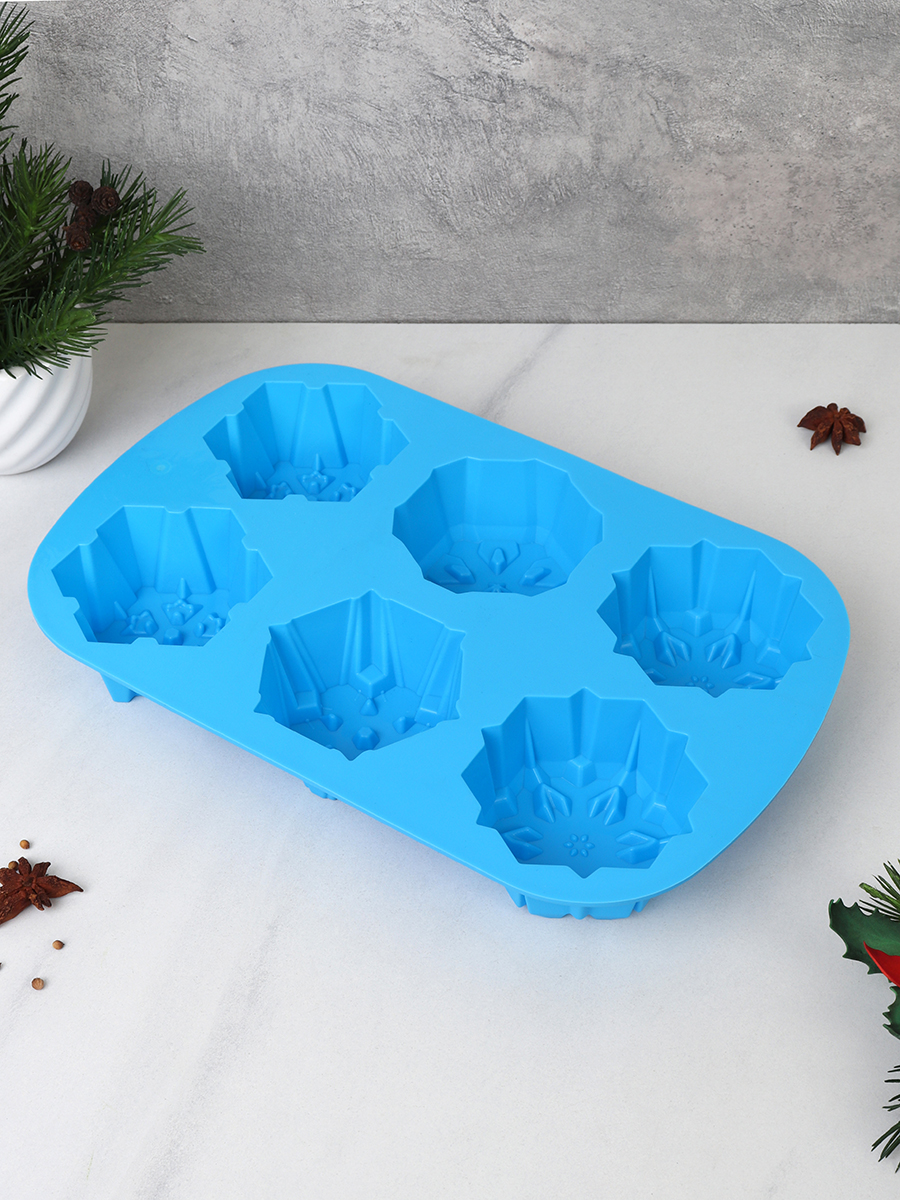 Форма для выпечки 6 ячеек силиконовая Новогодняя / HL-065 /уп 200/ 0,130/ 28*18*4