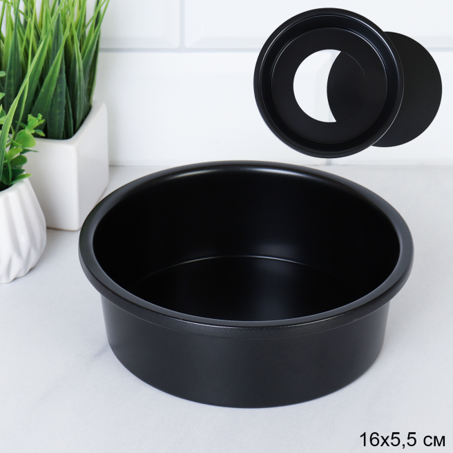 Форма для выпечки коржа для Бенто-торта Круг со съемным дном 16х5,5 см / RSD-15 /уп 60/ антипригарное покрытие