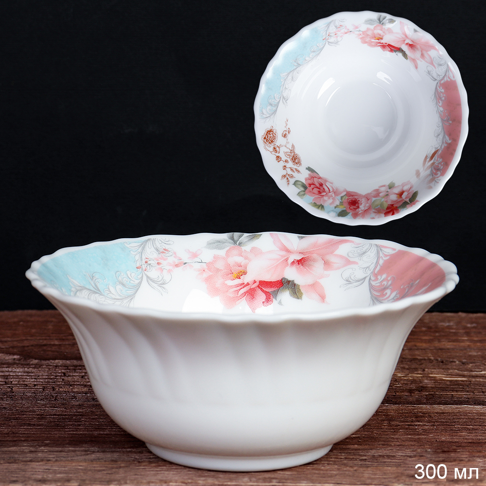 Салатник 300 мл 125 мм / LHBW-50XN (6801) /уп 6/72/ Роза на голубом