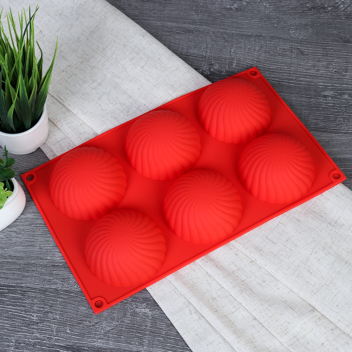 Форма для выпечки 6 ячеек силиконовая Полусфера фактурная 6 см / HL-070 /уп 200/ 28*16,5*3