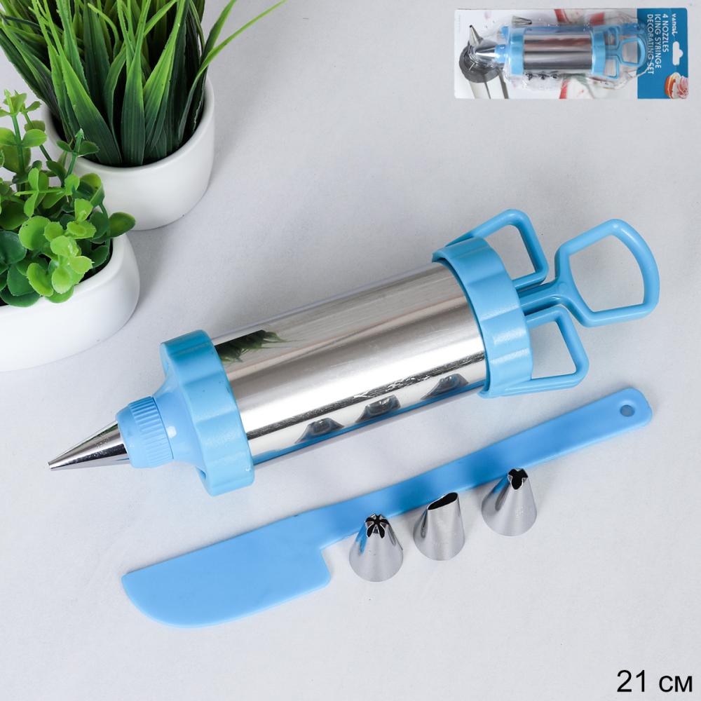 Кондитерский шприц с 4 насадками металл / 601-349 /уп 72/