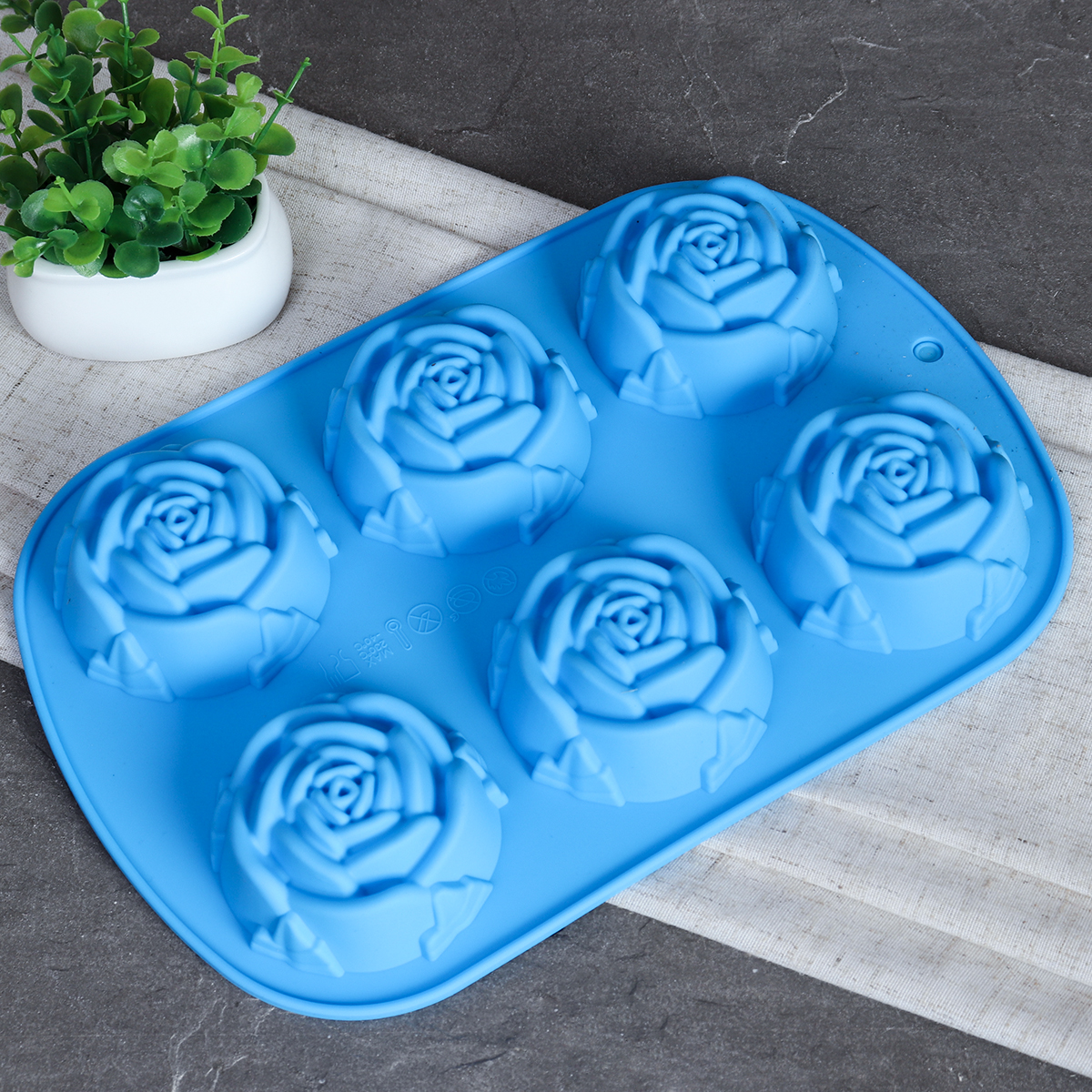 Форма для выпечки 6 ячеек силиконовая Цветы Роза 6,5х3,5 см / HL-058 / уп 200/ 0,105/ 25*16,5*3,5