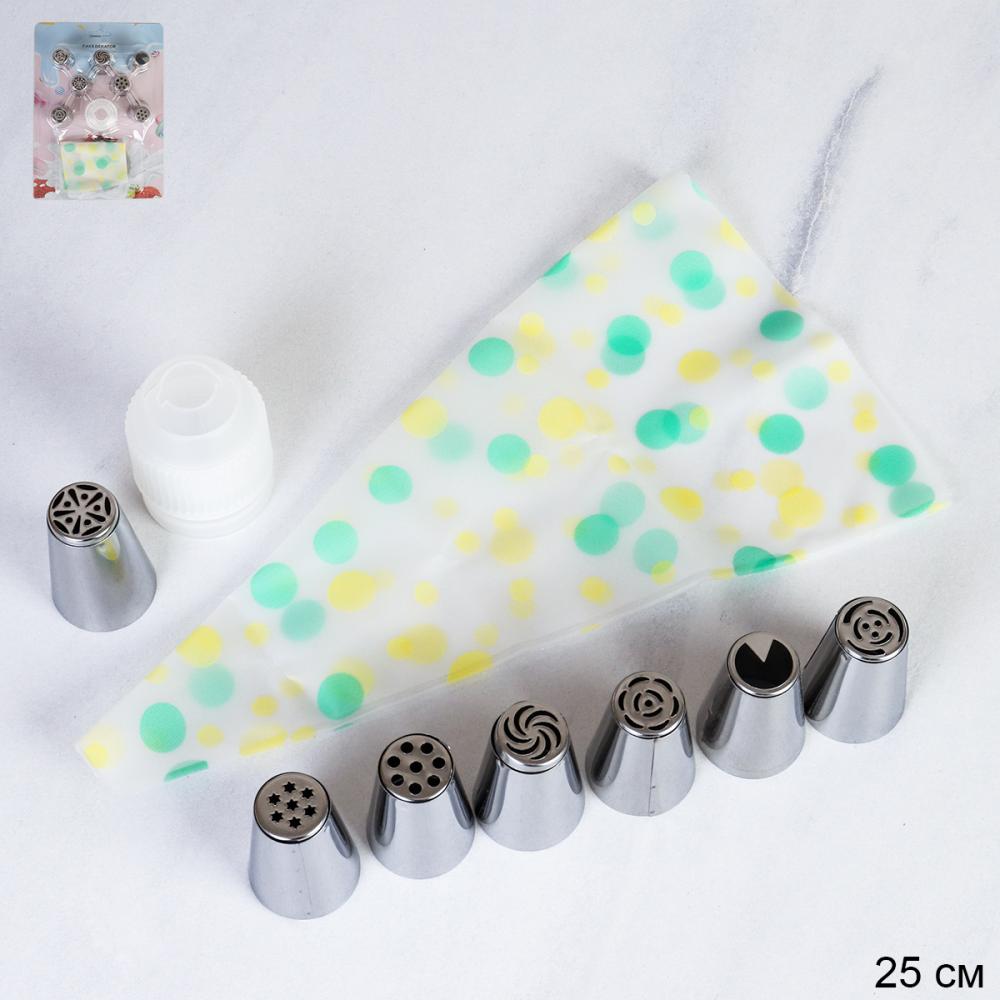 Кондитерские насадки большие 7 штук Тюльпан с мешком и адаптером /основание 30 мм / LO-C811 /уп 96/