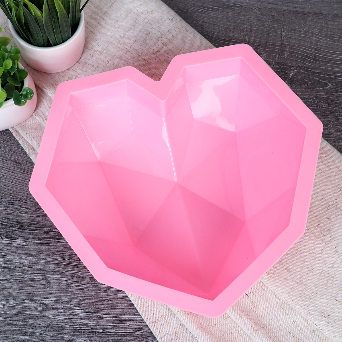 Форма для выпечки Кекс 21х20х6 см силиконовая Сердце с гранями / HL-009 /уп 200/ 0,082/ ПРОМО АКЦИЯ