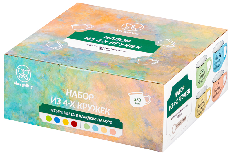 Набор 4 кружек 250 мл 11*8*7 см
