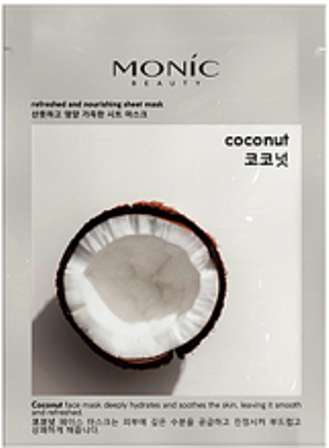 MONIC BEAUTY Тканевая маска для лица Кокос 25мл (*10)