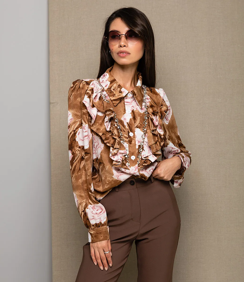 ст. цена980руб.! Блуза #КТ1719-3, коричневый