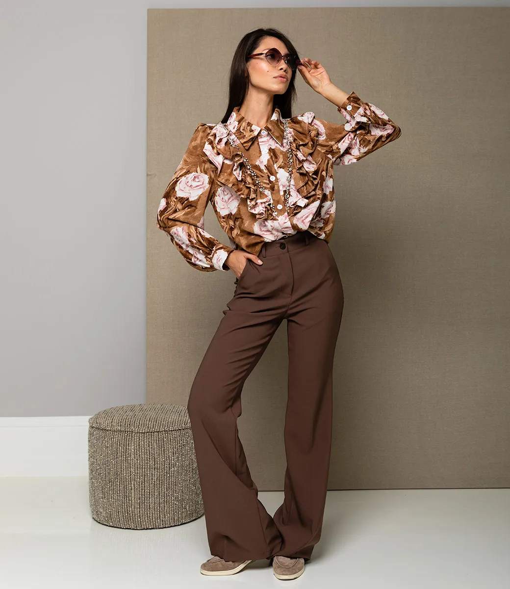 ст. цена980руб.! Блуза #КТ1719-3, коричневый