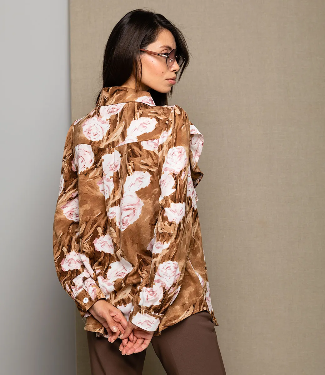 ст. цена980руб.! Блуза #КТ1719-3, коричневый