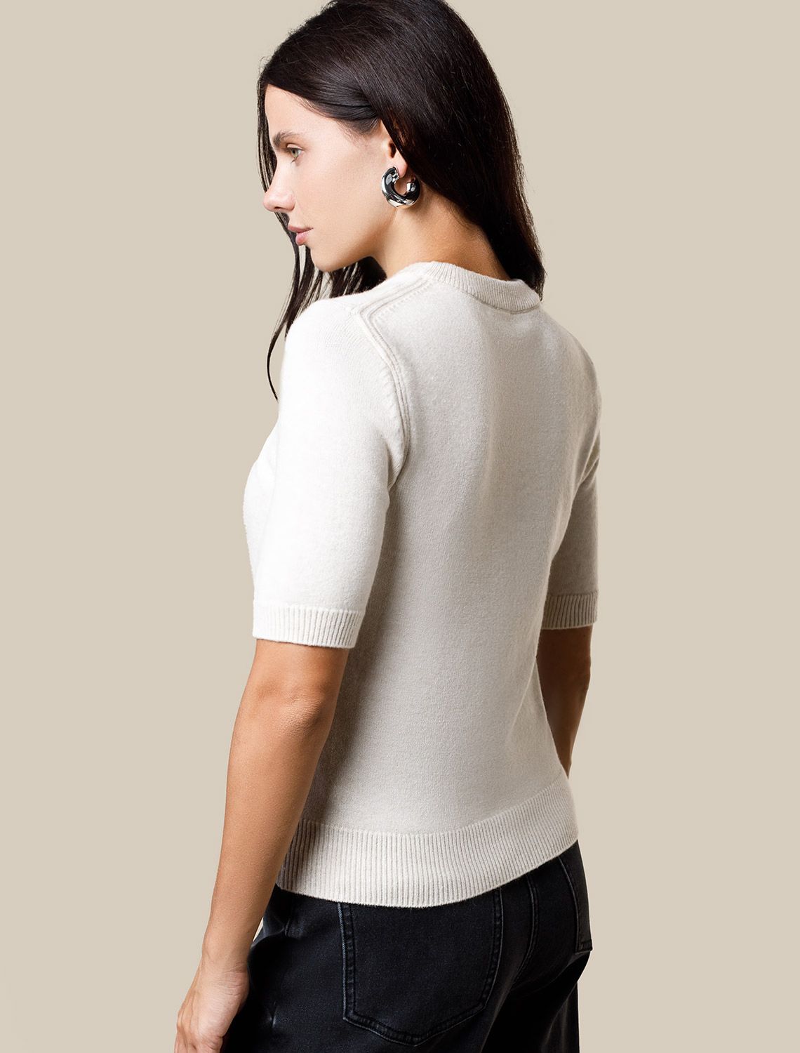 Ст.цена 1950р Джемпер из пряжи с кашемиром D39.358 овсяный меланж