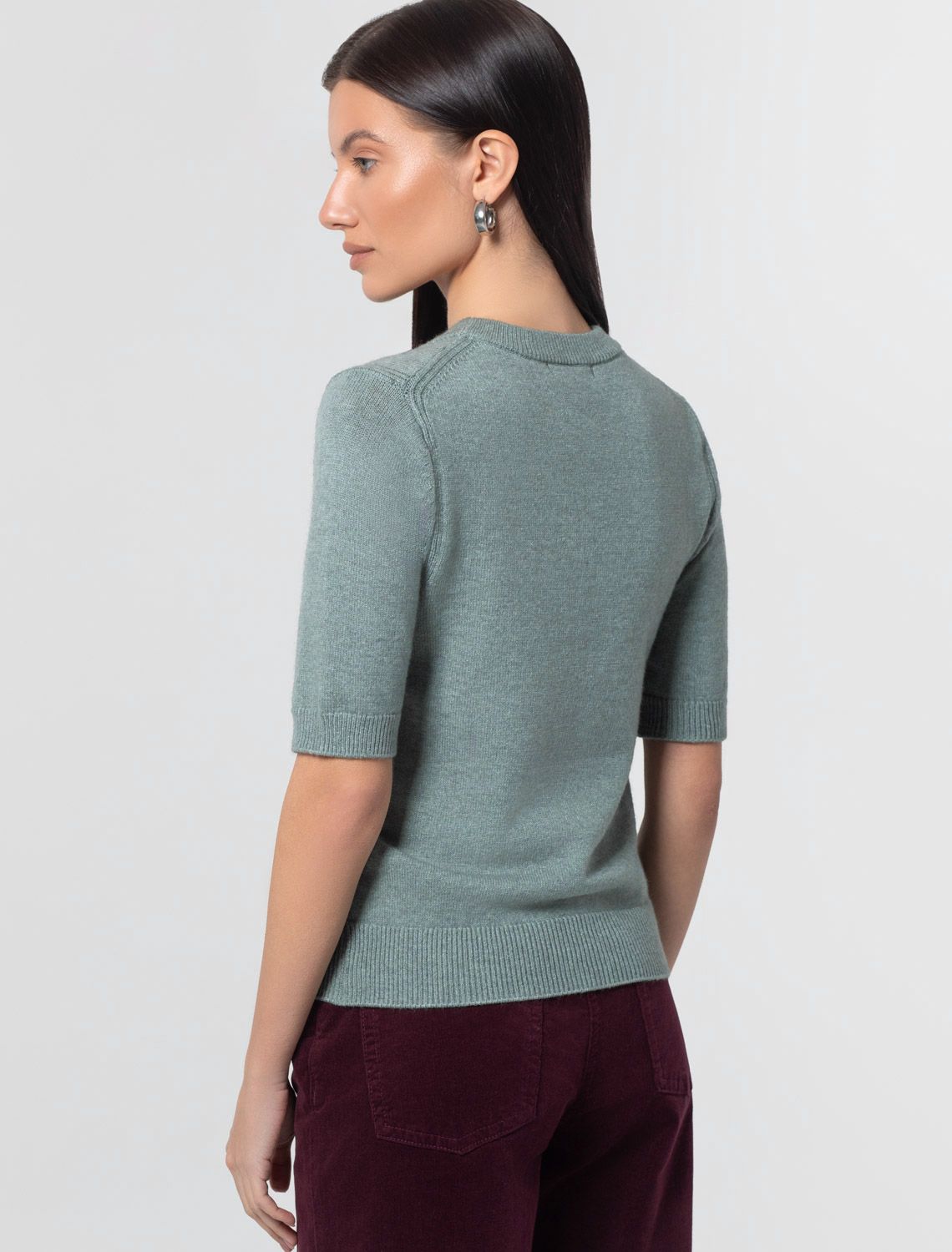 Ст.цена 1950р Джемпер из пряжи с кашемиром D39.358 светло-оливковый меланж