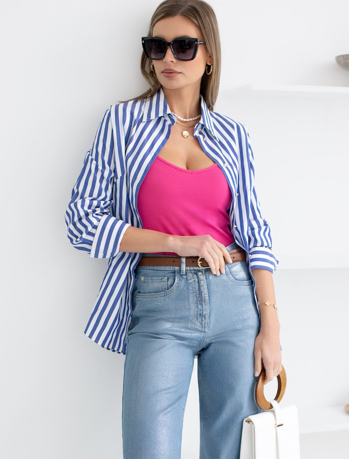 Ст.цена 890р Топ из премиального хлопка с эластаном D43.225 розовая фуксия