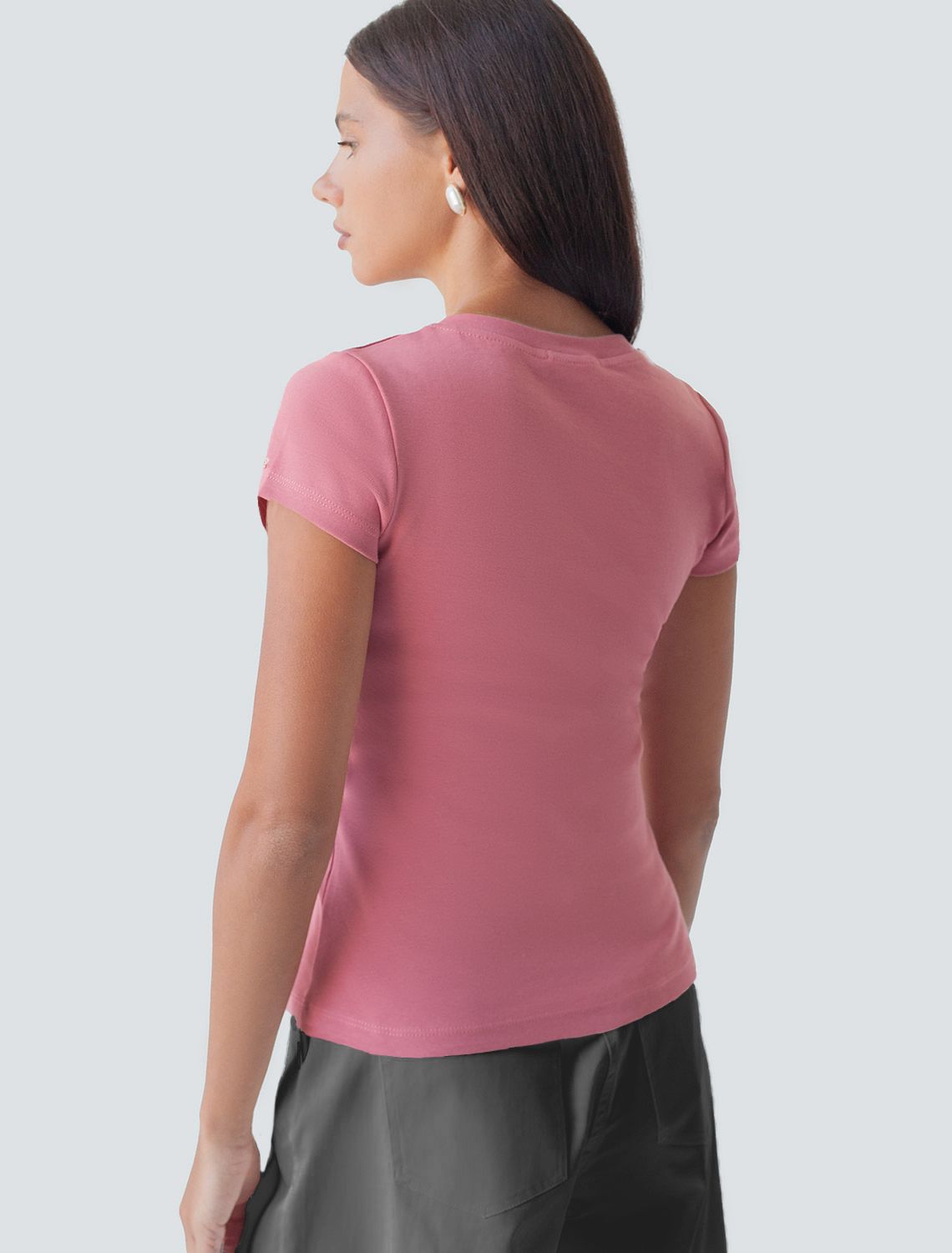 Ст.цена 1150р Футболка из плотного трикотажа с плетением риб 1*1 D49.126 туманная роза