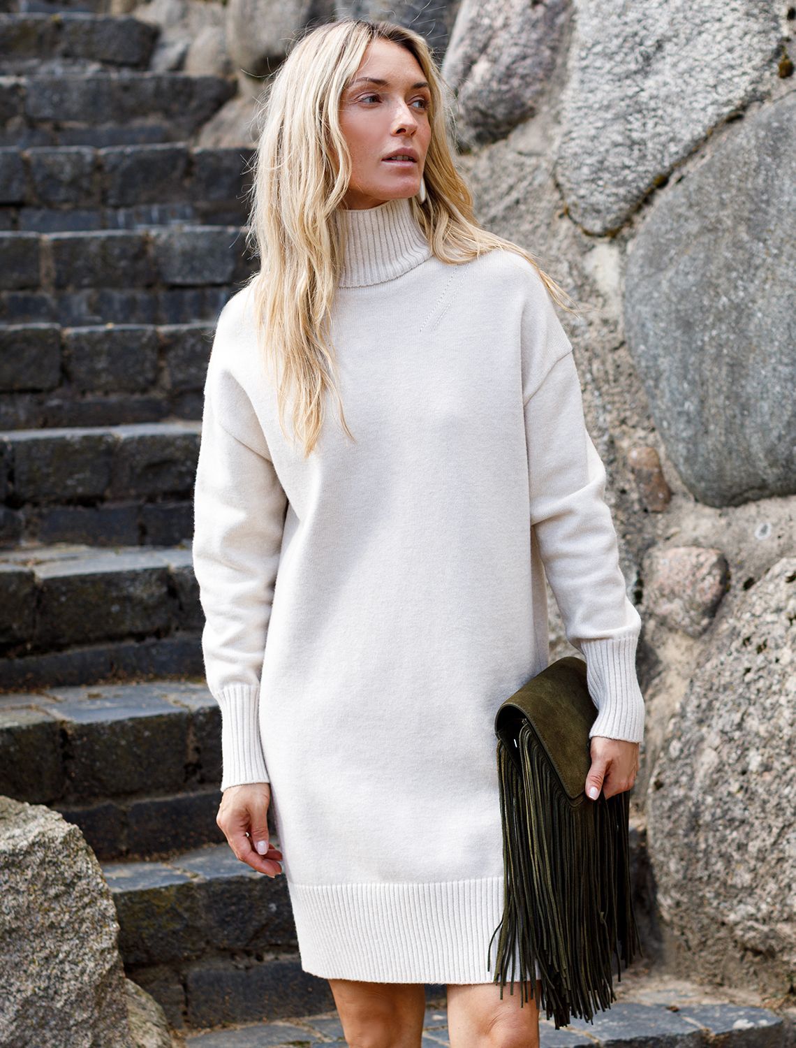 Ст.цена 2590р Платье из пряжи с кашемиром D32.046 овсяный меланж