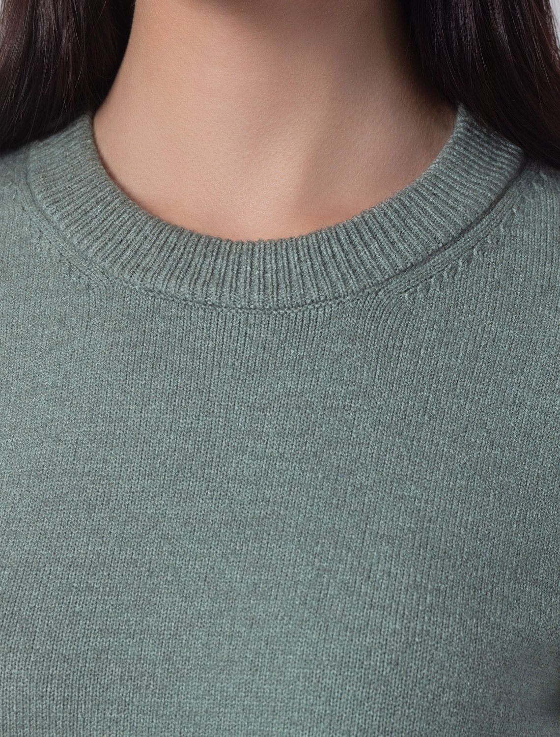 Ст.цена 1950р Джемпер из пряжи с кашемиром D39.358 светло-оливковый меланж