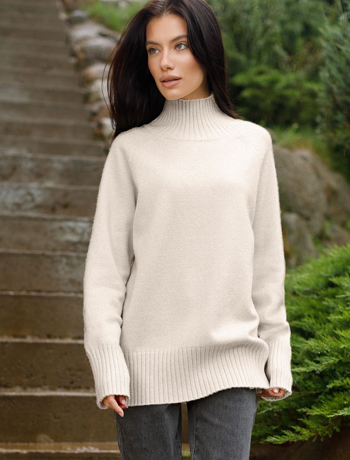 Ст.цена 2390р Джемпер из пряжи с кашемиром D34.204 овсяный меланж