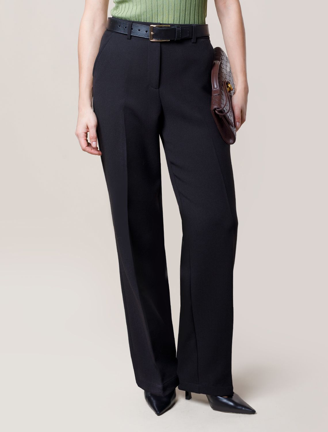 Прямые брюки из супер-плотной эластичной поливискозы