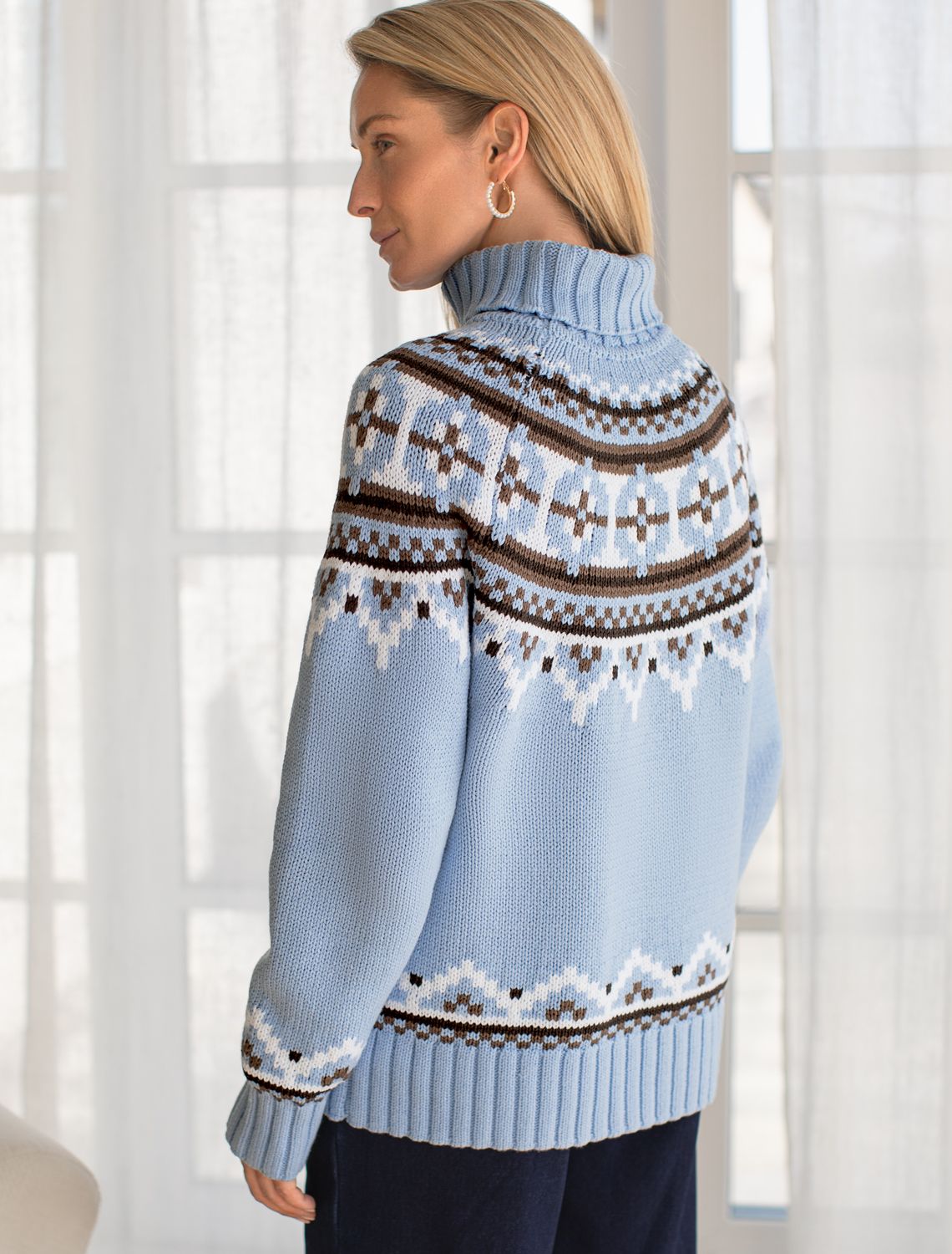 Свитер фактурной вязки из хлопка с акрилом