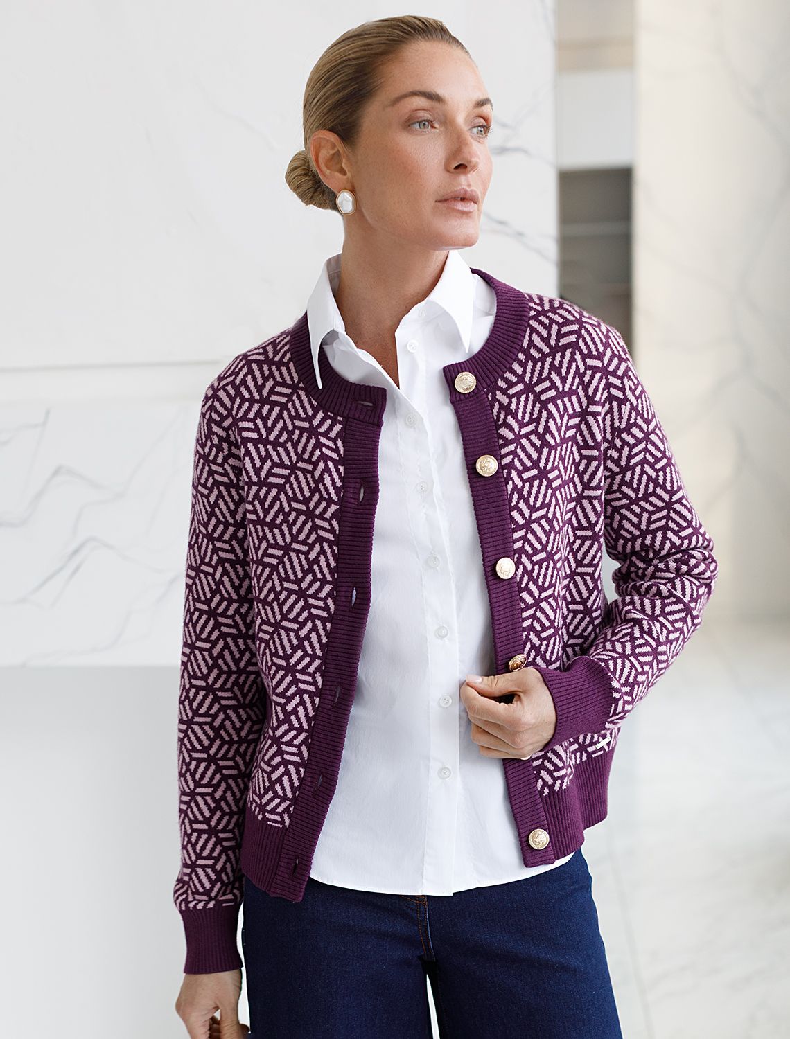 Жакет жаккардовой вязки с кашемиром