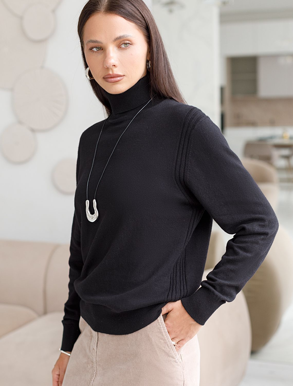 Свитер тонкой вязки из хлопка с кашемиром