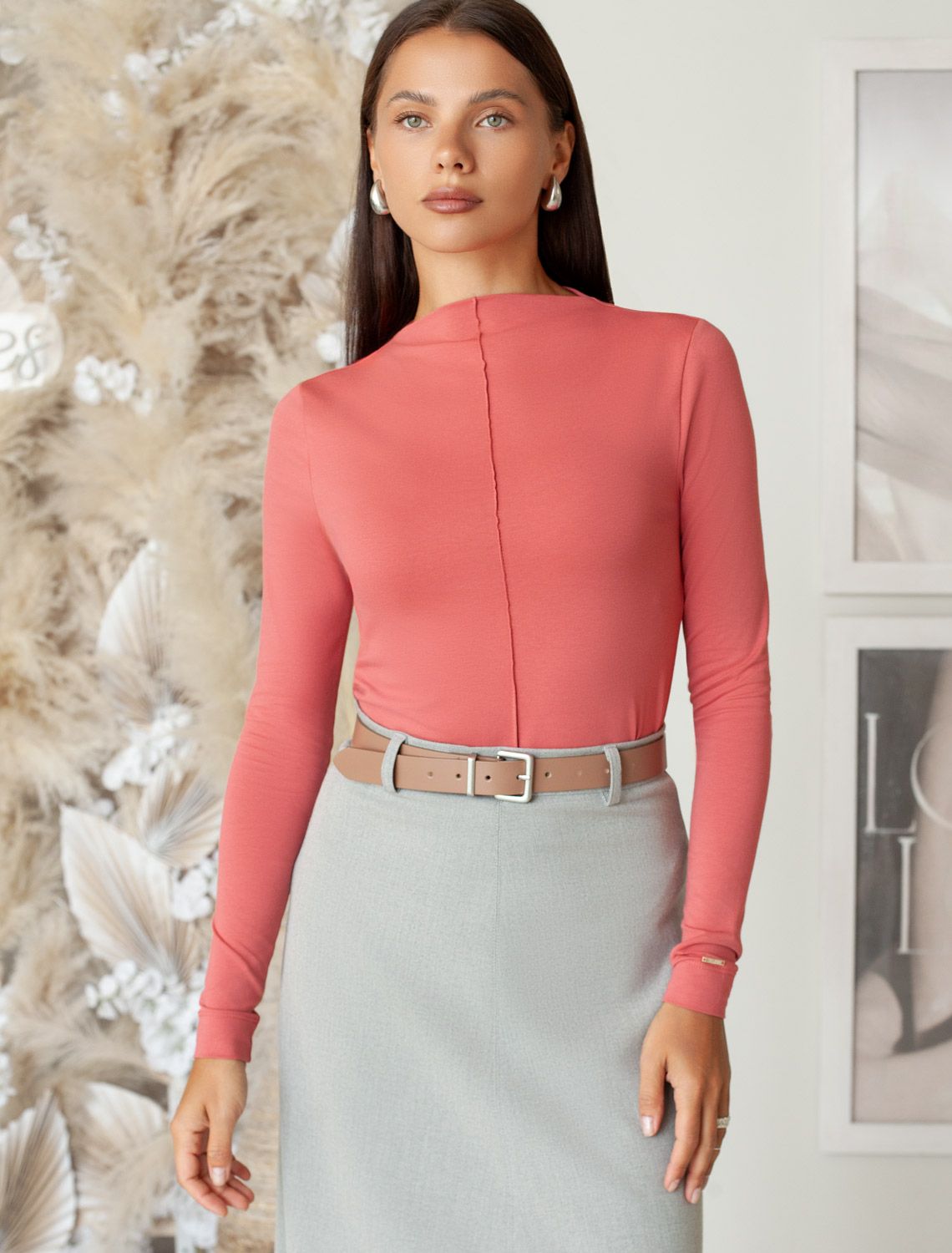 Джемпер с цельнокроеным воротом из премиального хлопка