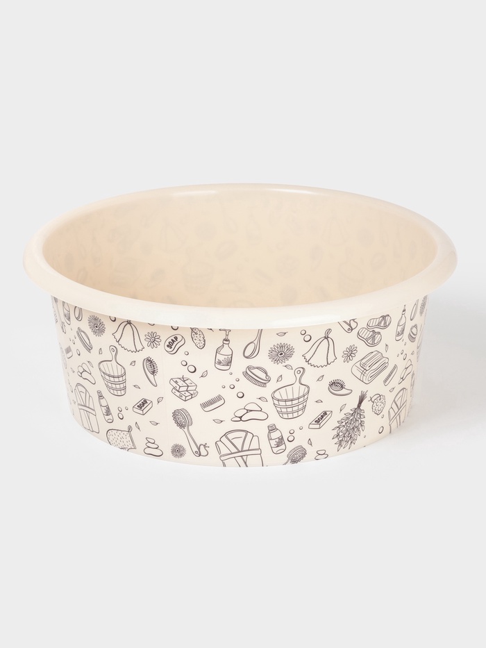 Таз хозяйственный «Русская банька», круглый, пластик, 15 л, бежевый