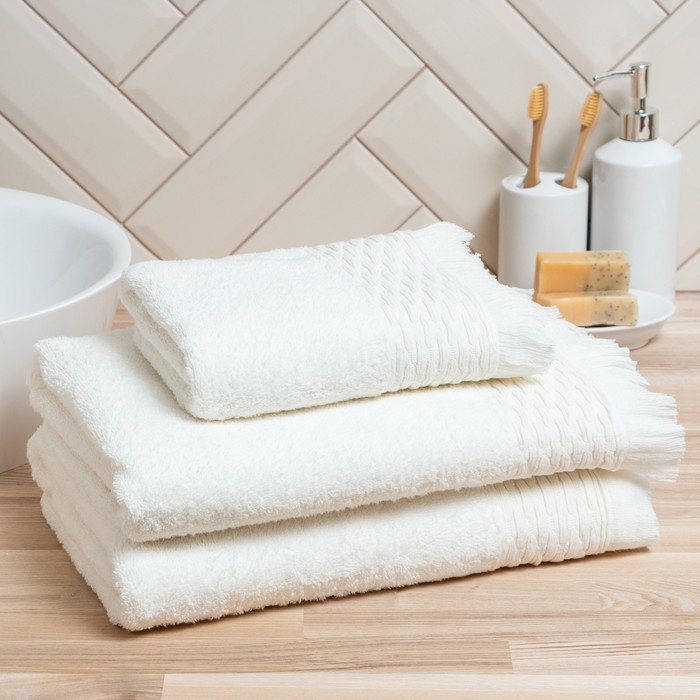 Полотенце махровое Love Life «Аморе» 70×140 см, белый, 100% хл, 450 г/м²