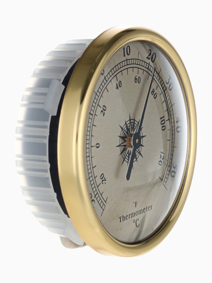 Термометр механический, настенный, d=7.2 см, золотая рамка