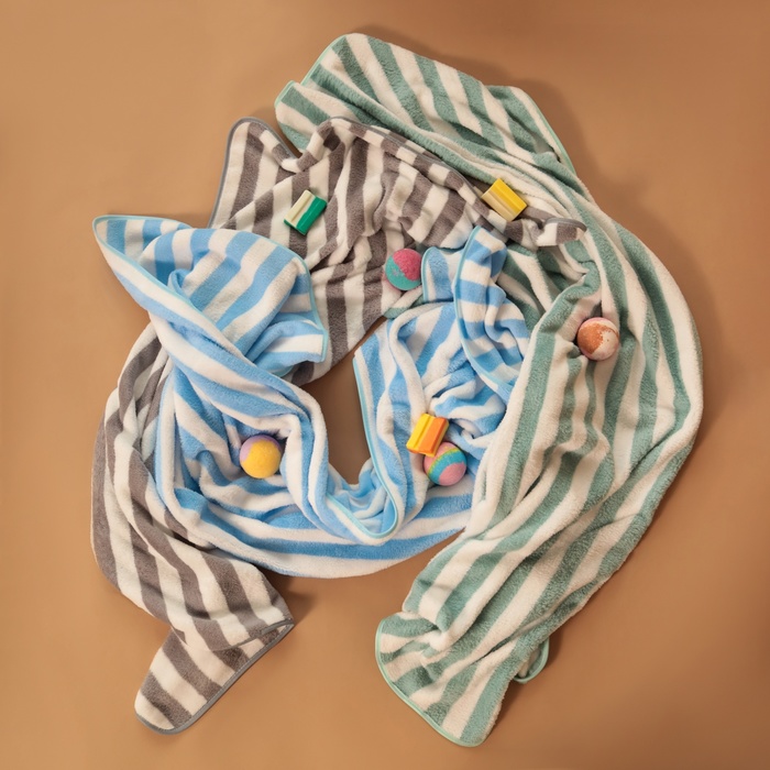 Полотенце банное «Этель. Полосы», 70×140 см, серое