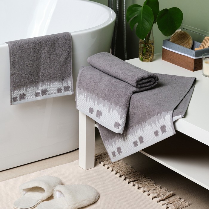 Полотенце махровое Love Life «Winter dream» 70×130 см, серый, 100% хл, 400 г/м²