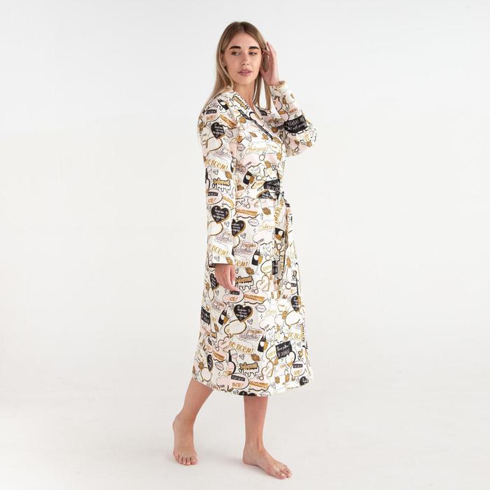 Халат женский удлинённый Этель «Девичник», размер 50-52, вафля 200 г/м², хлопок