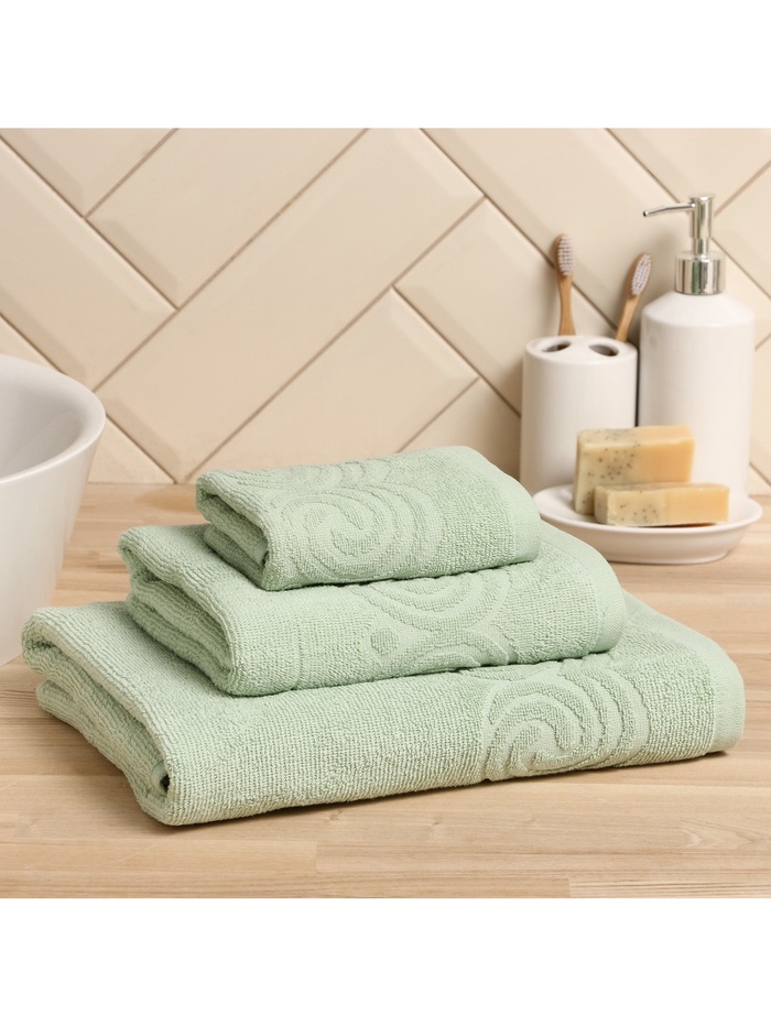 Полотенце махровое Love Life Border, 70×130 см, цвет оливковый, 100% хлопок, 380 г/м²