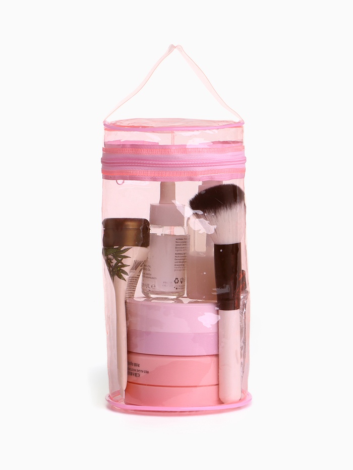 Косметичка на молнии для бассейна, с ручкой, розовая/прозрачная