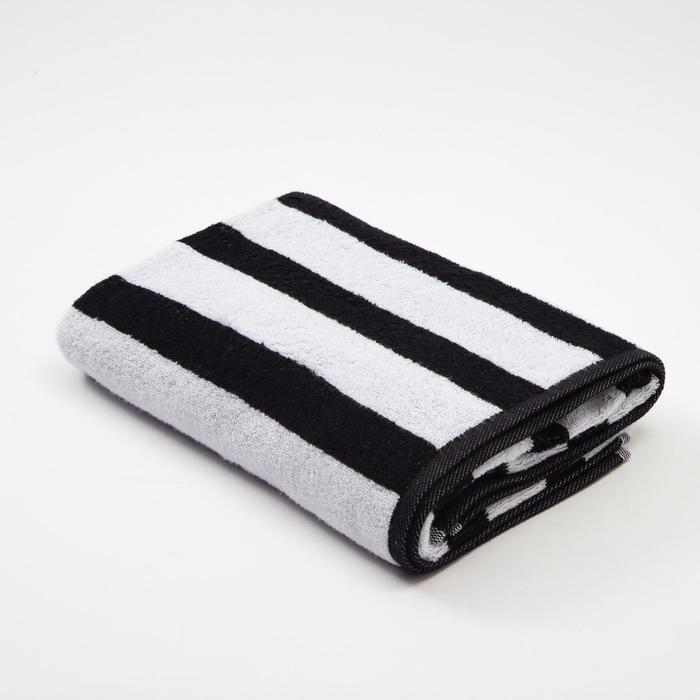 Полотенце махровое Этель ЧБ «Полоски», пестроткань, 70×130 см