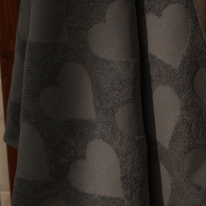 Полотенце махровое Love Life Hearts, 70×140 см, хлопок 100%, тёмно-серое