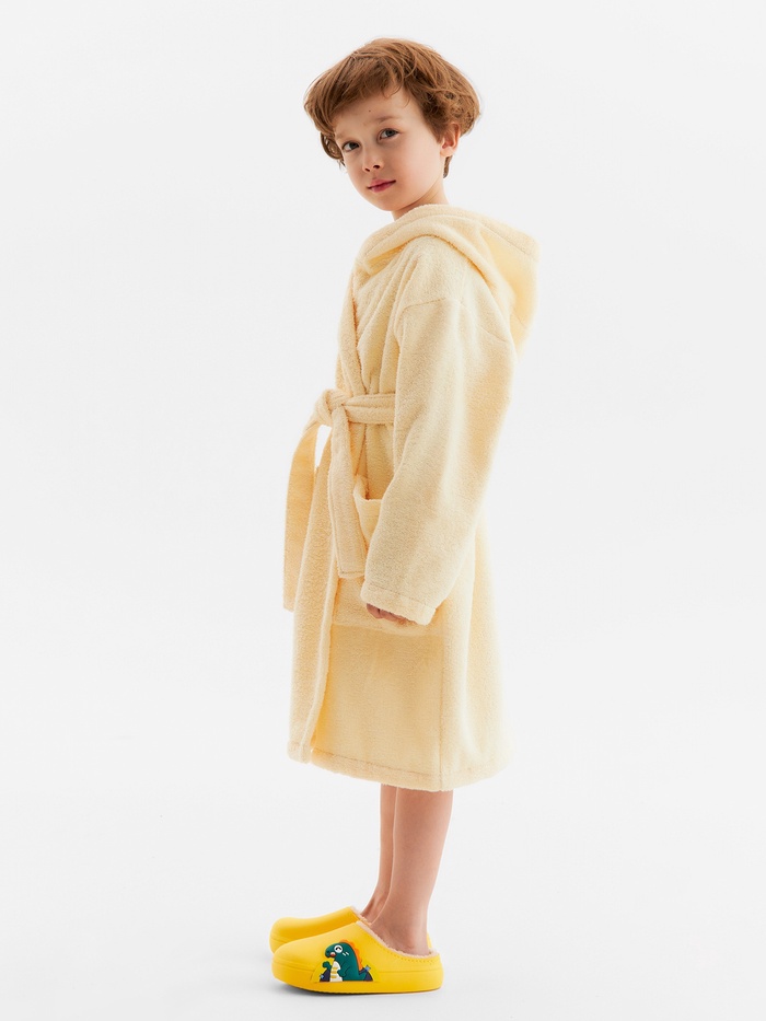 Халат махровый детский «Этель. Динозавр», размер 32, бежевый
