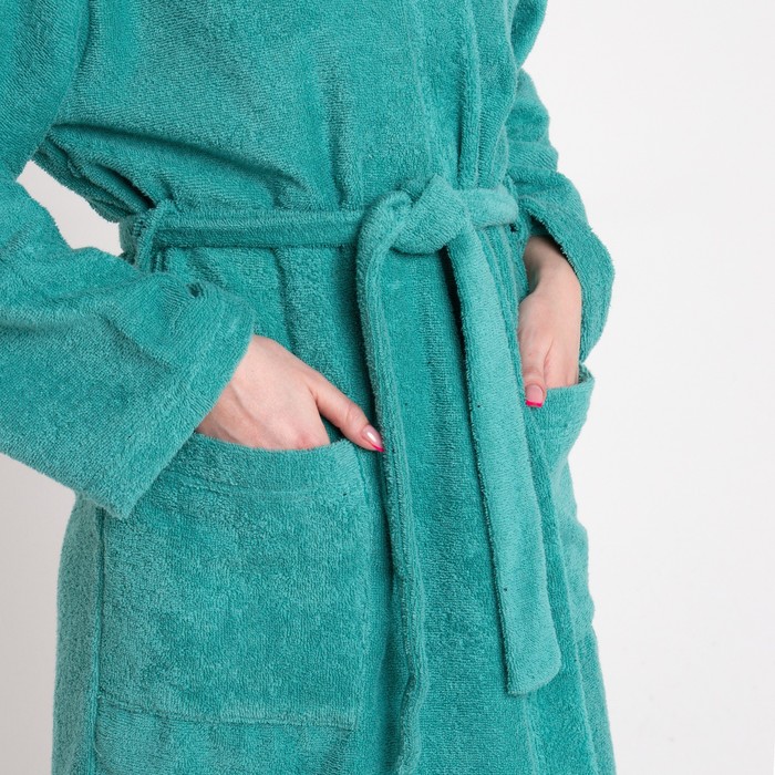 Халат махровый Экономь и Я женский, размер 46-48 цвет голубая трава, 100% хлопок, 320 г/м²