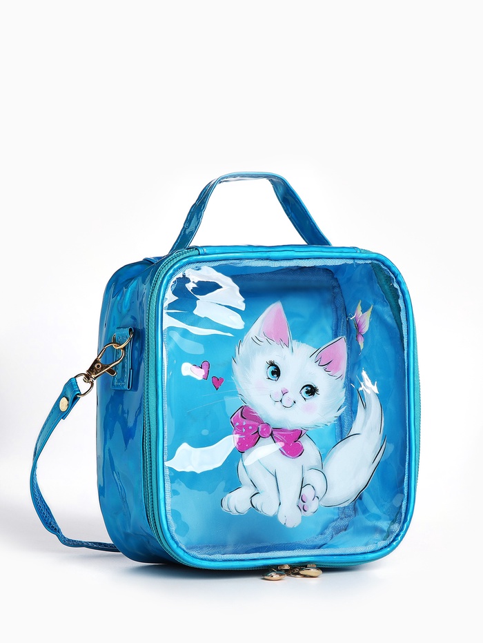 Сумка-косметичка для девочки на молнии, цвет голубой