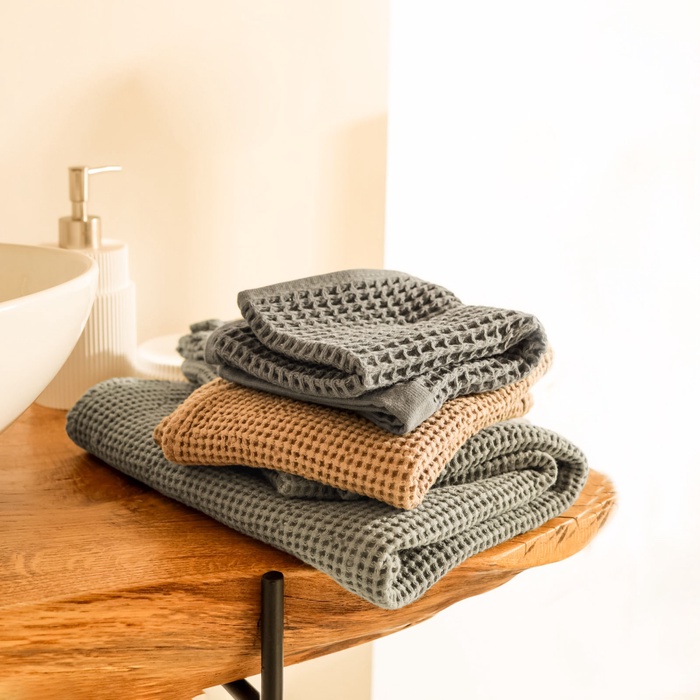 Полотенце вафельное SL HOME: Basic «Олива» 50×90 см, хлопок 100%, оливковый