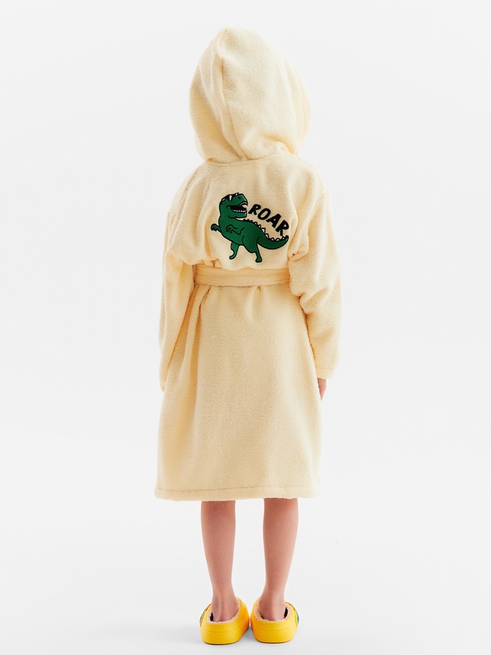 Халат махровый детский «Этель. Динозавр», размер 32, бежевый