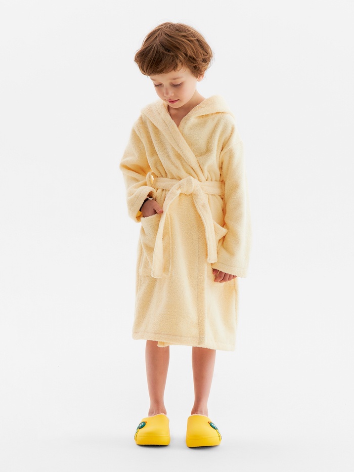 Халат махровый детский «Этель. Динозавр», размер 32, бежевый