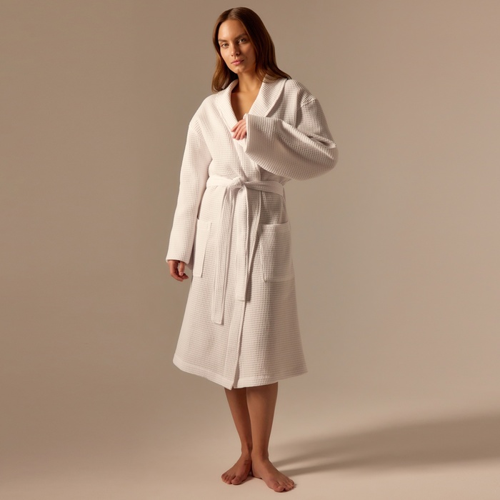 Халат вафельный женский SL HOME: Basic «Блан де Блан», размер L, хлопок 100%, белый