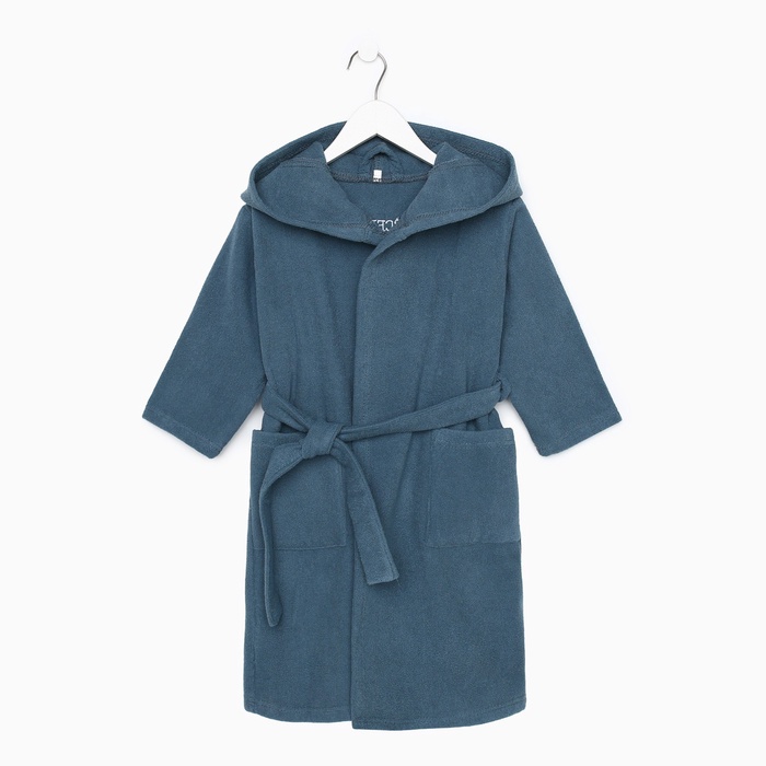 Халат махровый детский «Этель. Всегда первый», размер 30, морская волна