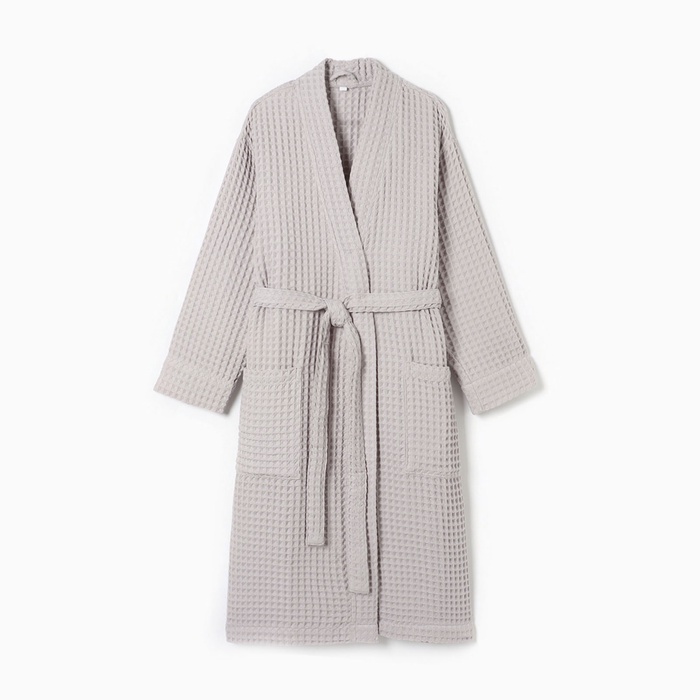 Халат вафельный женский удлиненный «Этель» Boho, размер 54-56, хлопок 100%, серебряный