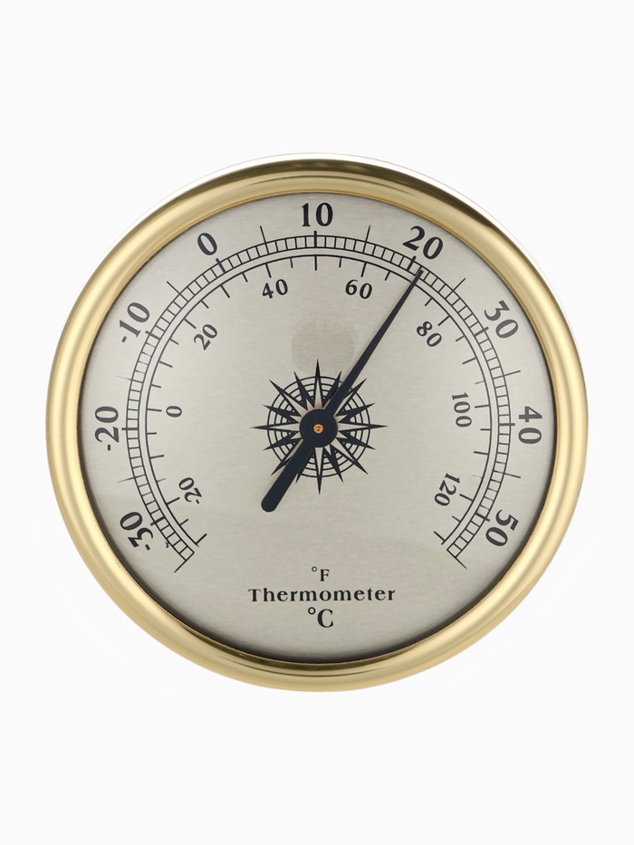 Термометр механический, настенный, d=7.2 см, золотая рамка