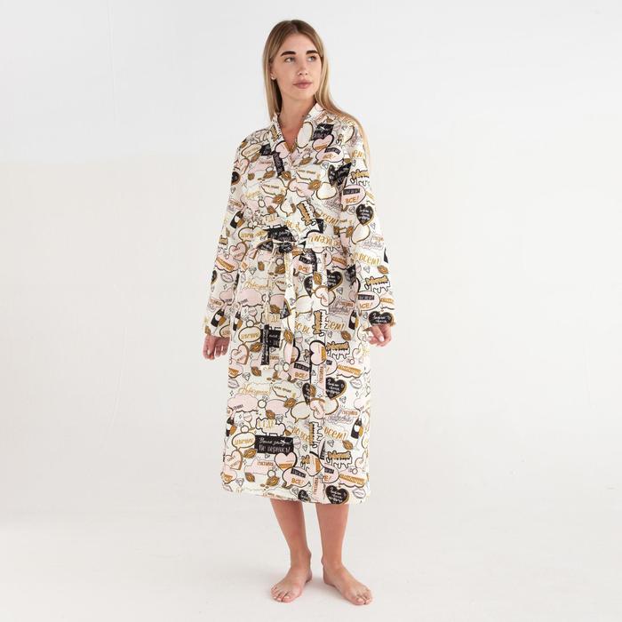 Халат женский удлинённый Этель «Девичник», размер 50-52, вафля 200 г/м², хлопок